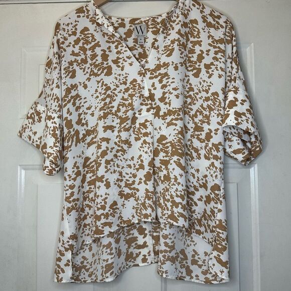 Worthington Animal Print Short Sleeve Blouse - Picture 2 of 11